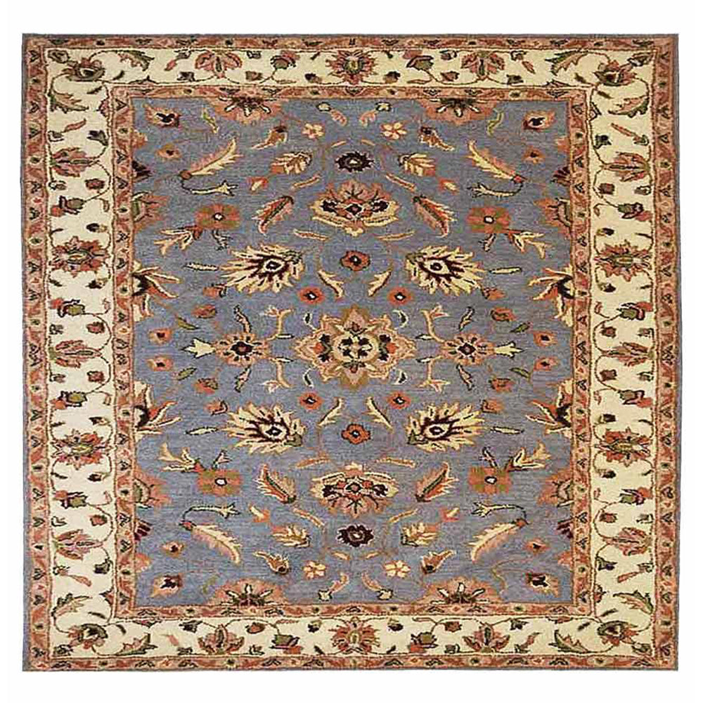 Hand Tufted Wool Area Rug Oriental Blue White K00523