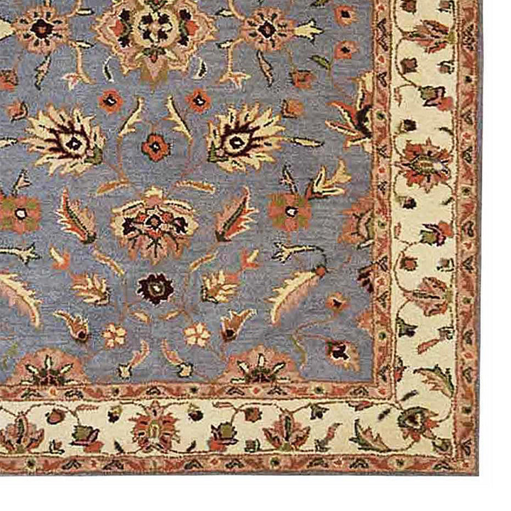 Hand Tufted Wool Area Rug Oriental Blue White K00523