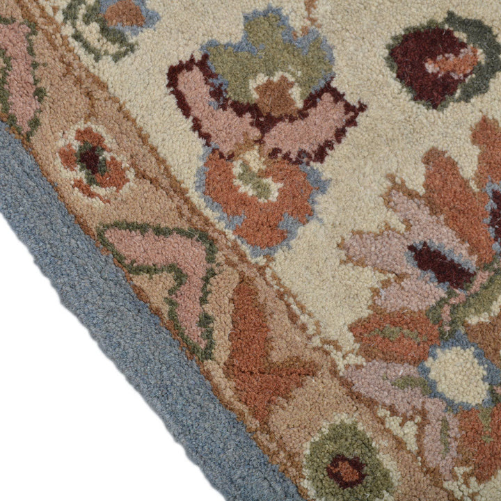 Hand Tufted Wool Area Rug Oriental Blue White K00523