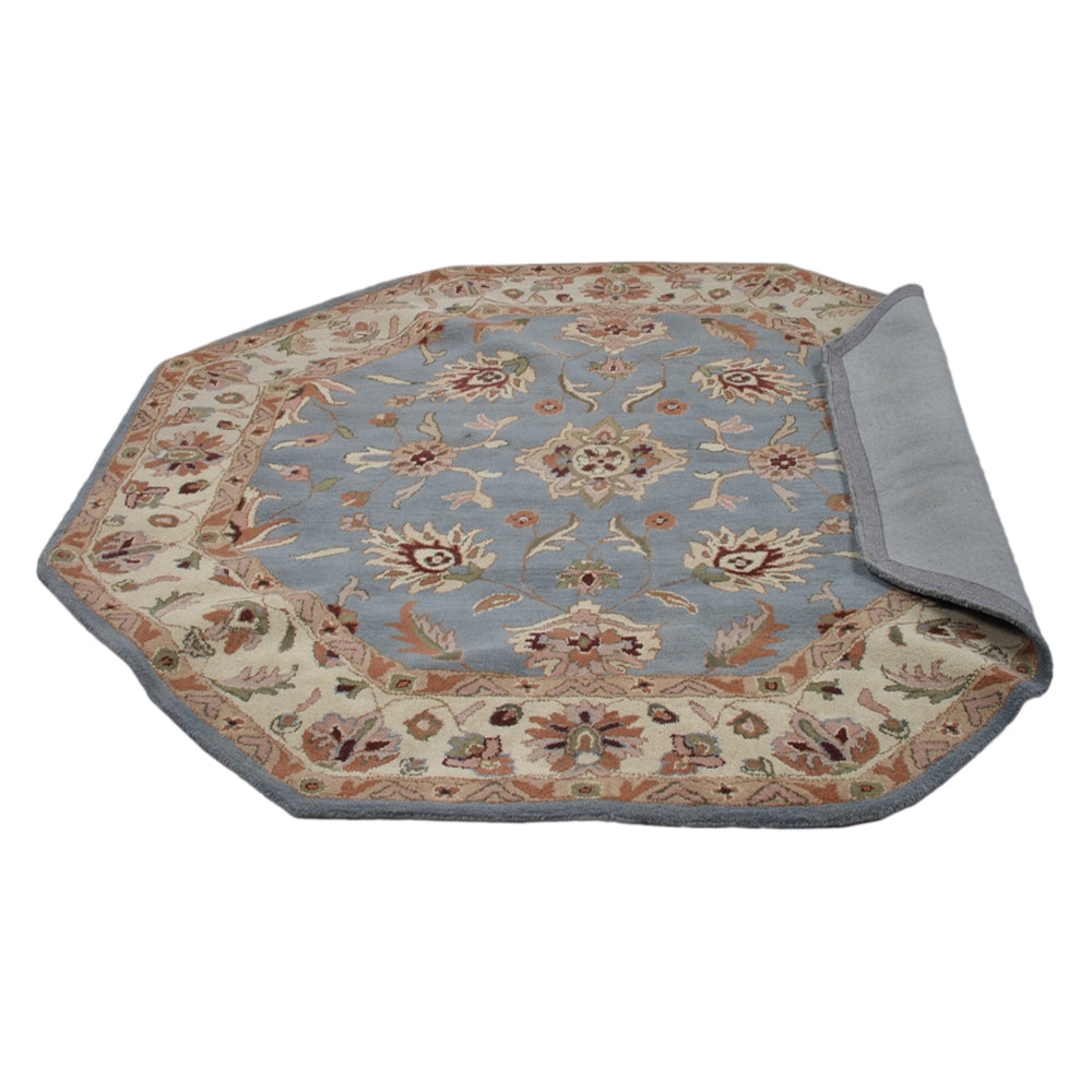 Hand Tufted Wool Area Rug Oriental Blue White K00523