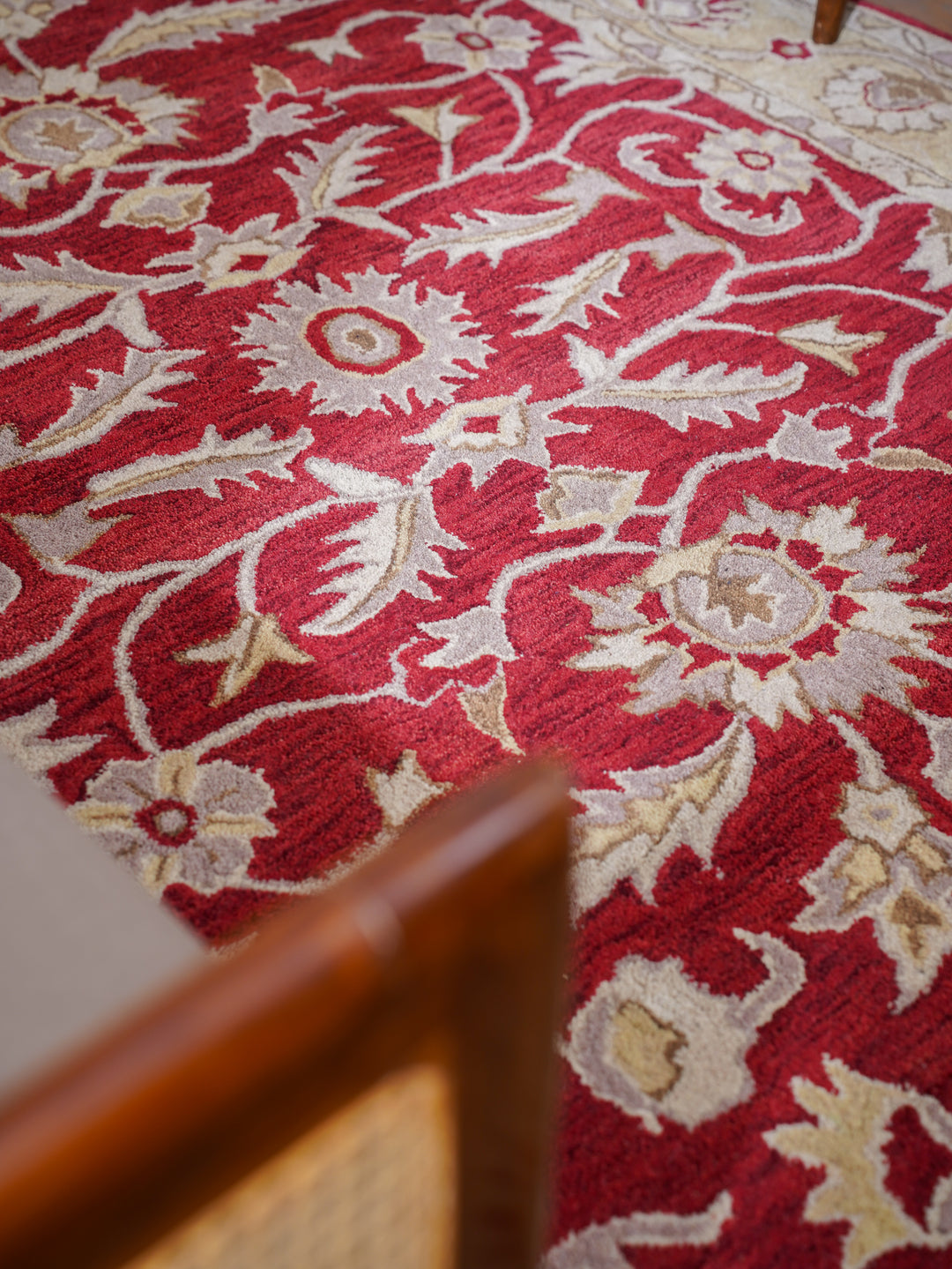 Hand Tufted Red Gold Wool Oriental Rug