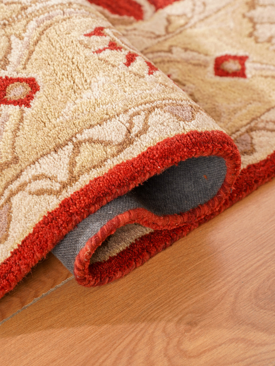Hand Tufted Red Gold Wool Oriental Rug