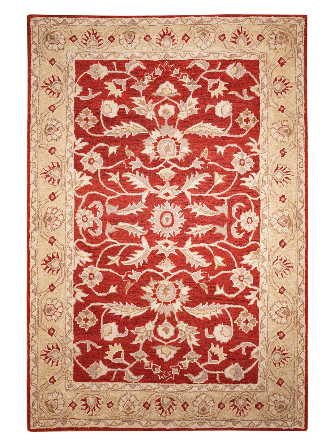 Hand Tufted Red Gold Wool Oriental Rug