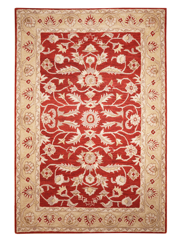 Hand Tufted Red Gold Wool Oriental Rug