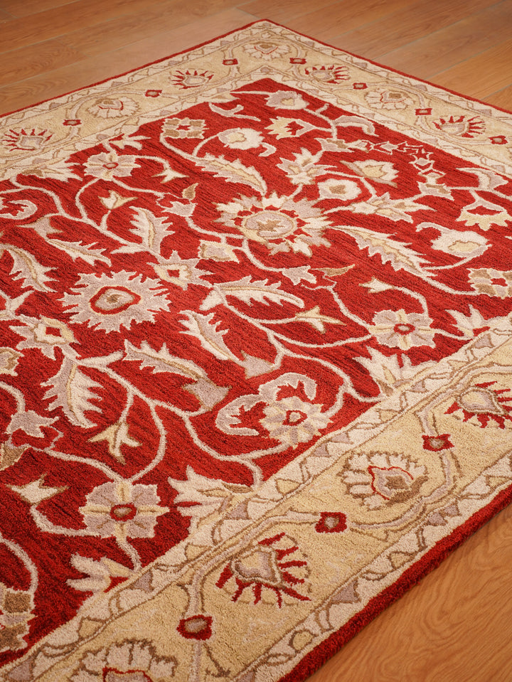 Hand Tufted Red Gold Wool Oriental Rug