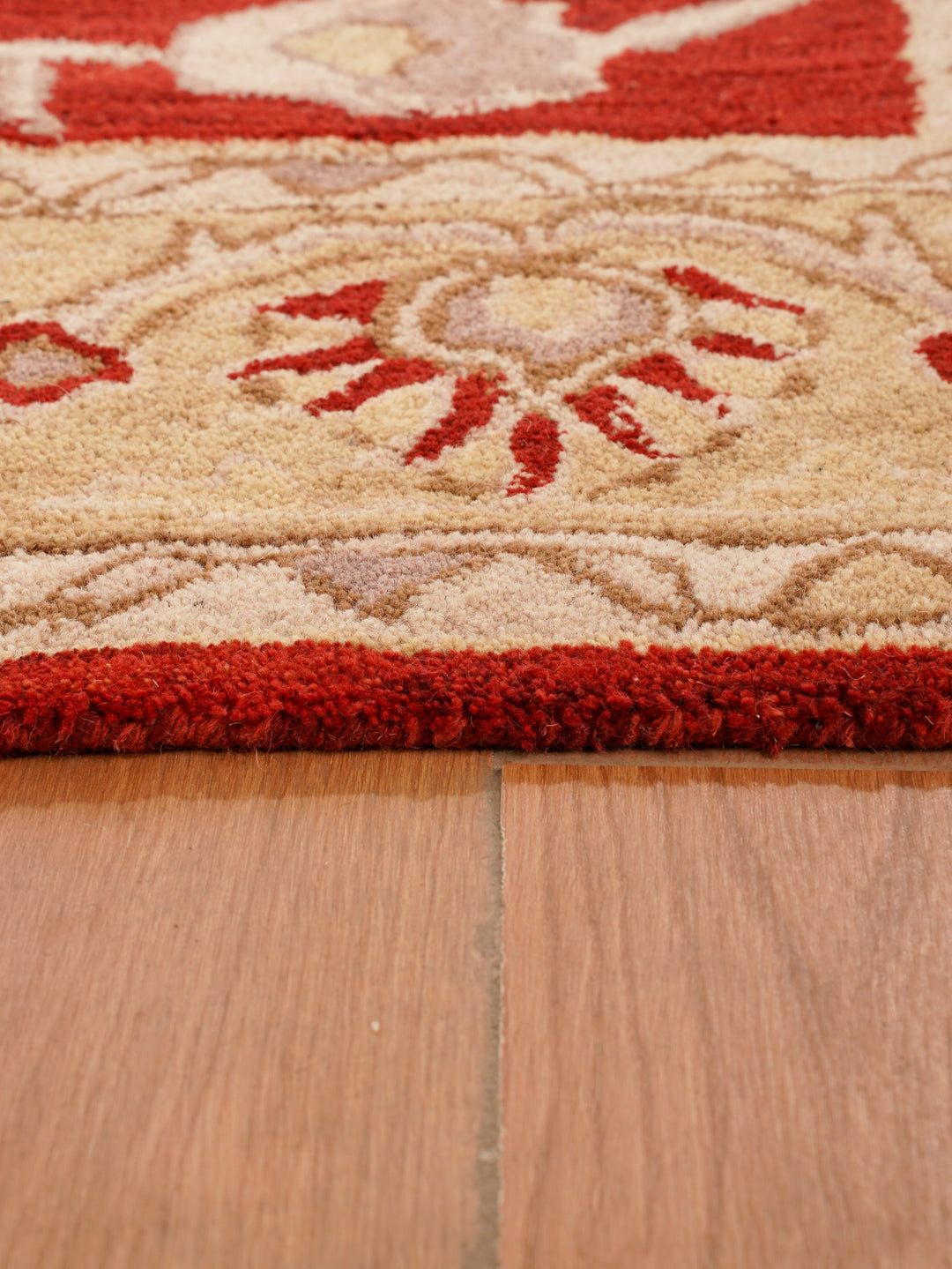 Hand Tufted Red Gold Wool Oriental Rug