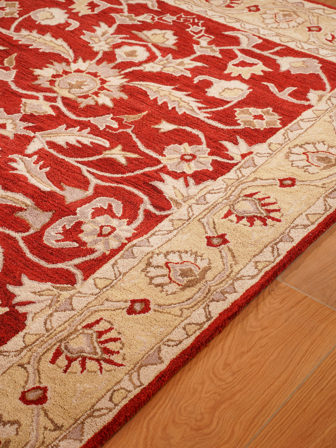 Hand Tufted Red Gold Wool Oriental Rug