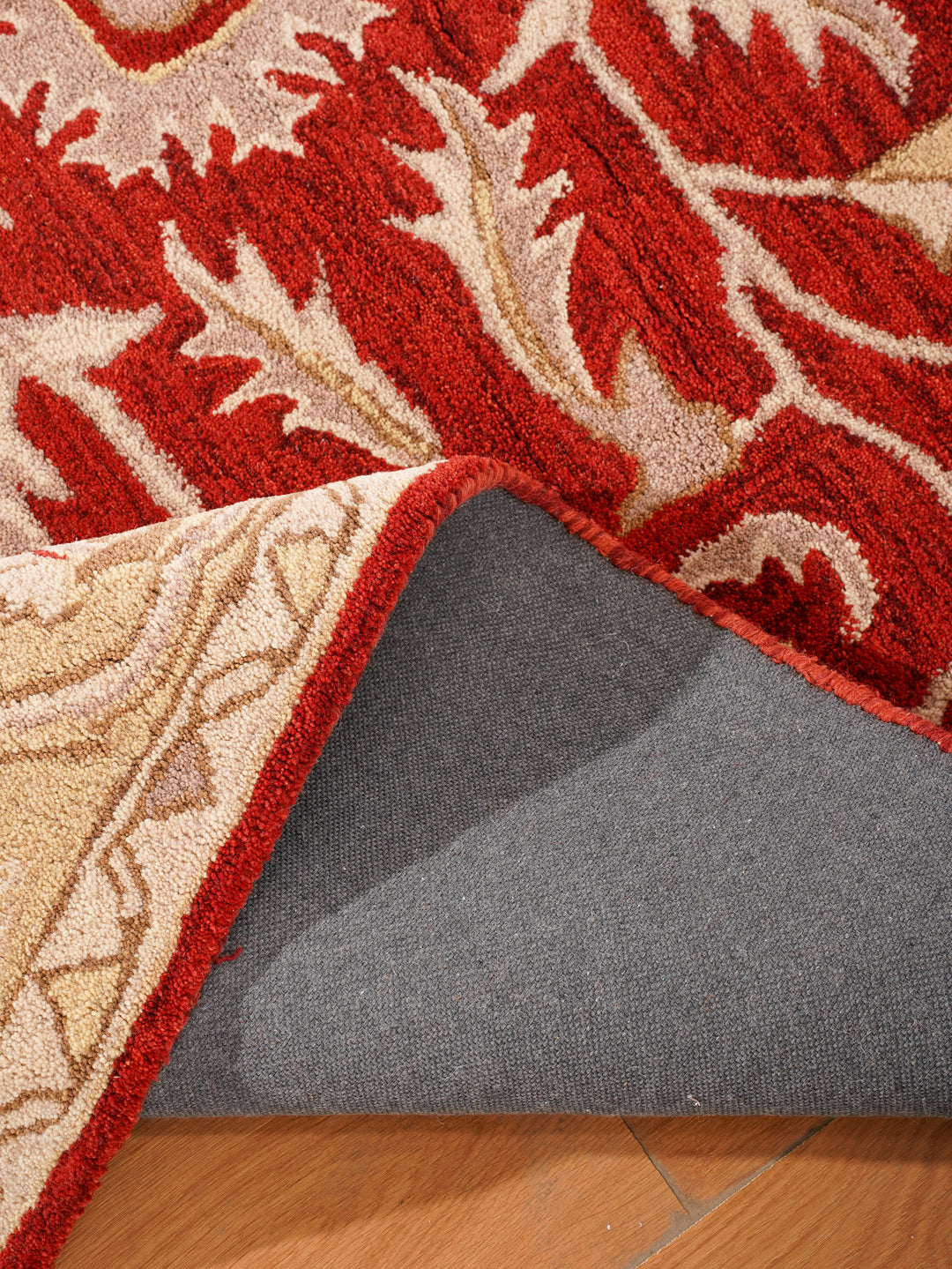 Hand Tufted Red Gold Wool Oriental Rug