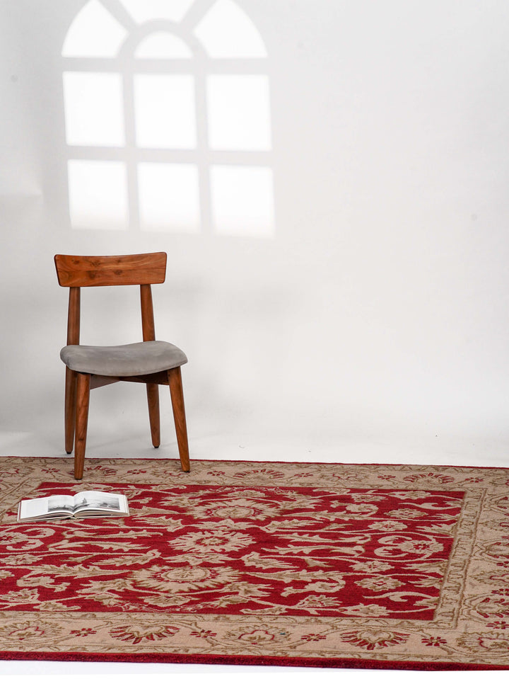 Hand Tufted Red Gold Wool Oriental Rug