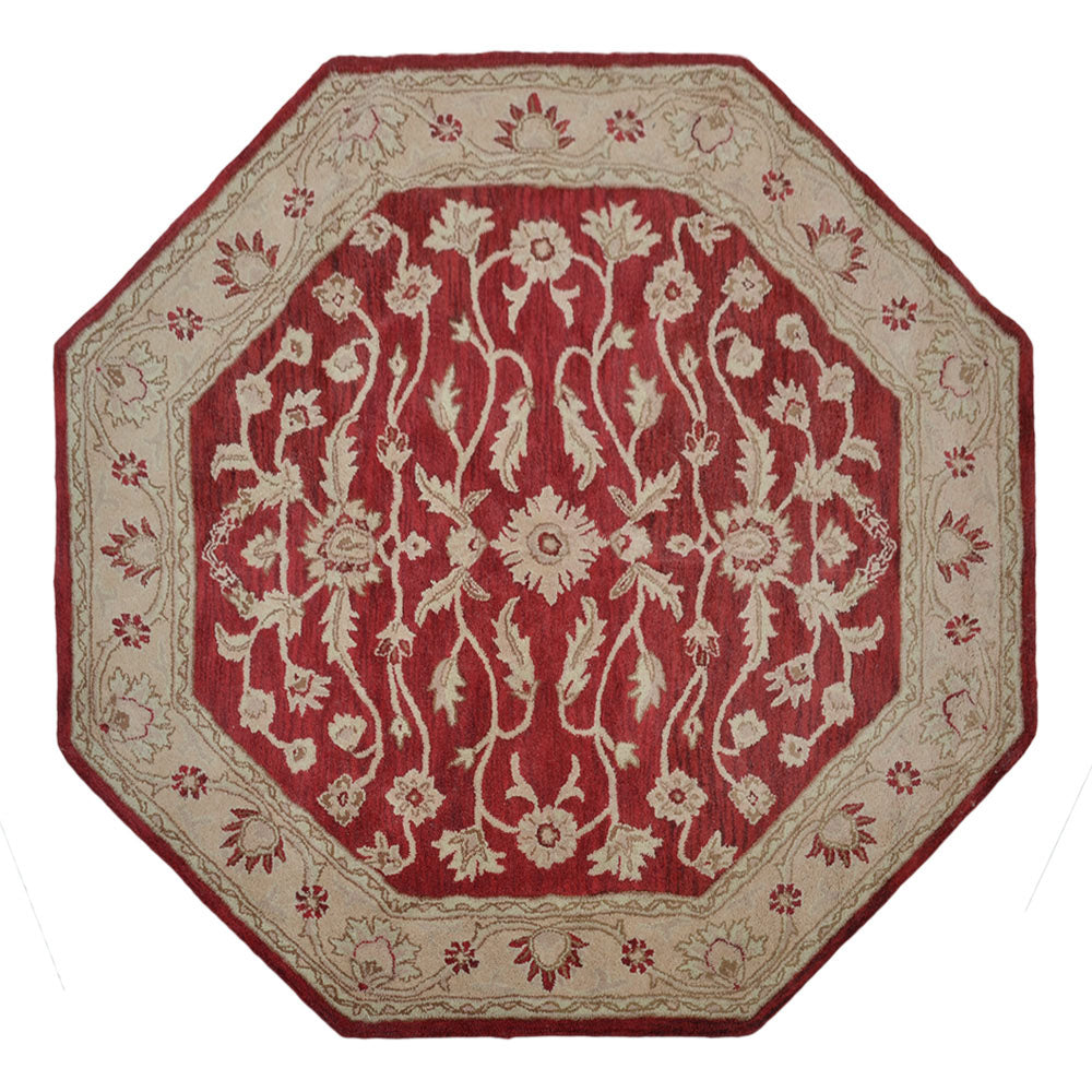 Hand Tufted Red Gold Wool Oriental Rug