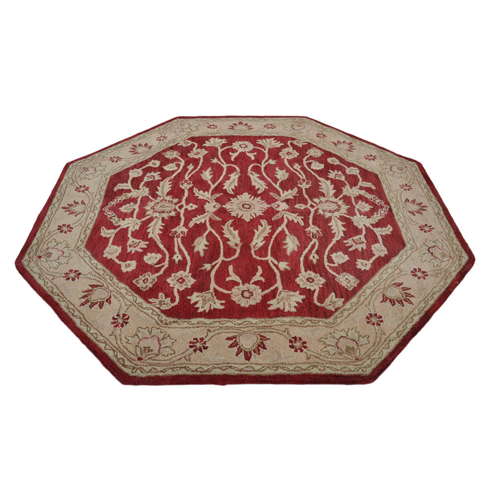 Hand Tufted Red Gold Wool Oriental Rug