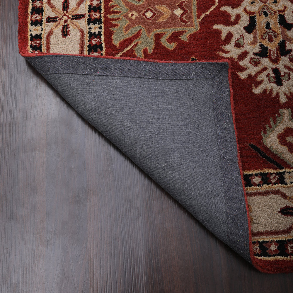 Hand Tufted Wool Area Rug Oriental Red Beige K00535