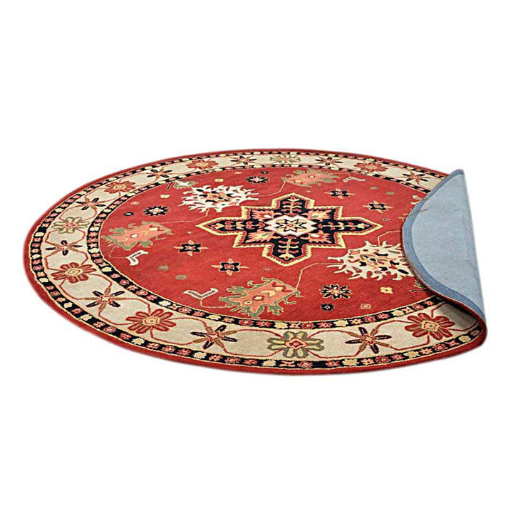 Hand Tufted Wool Area Rug Oriental Red Beige K00535