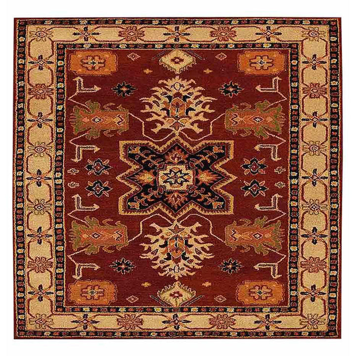 Hand Tufted Wool Area Rug Oriental Red Beige K00535