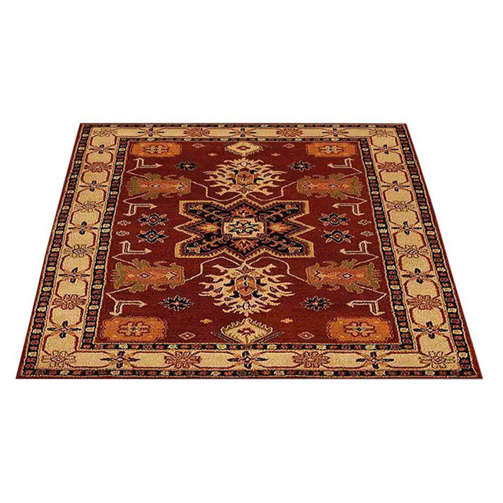 Hand Tufted Wool Area Rug Oriental Red Beige K00535