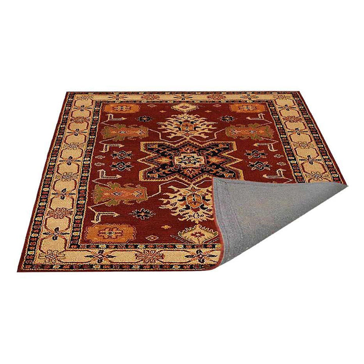 Hand Tufted Wool Area Rug Oriental Red Beige K00535