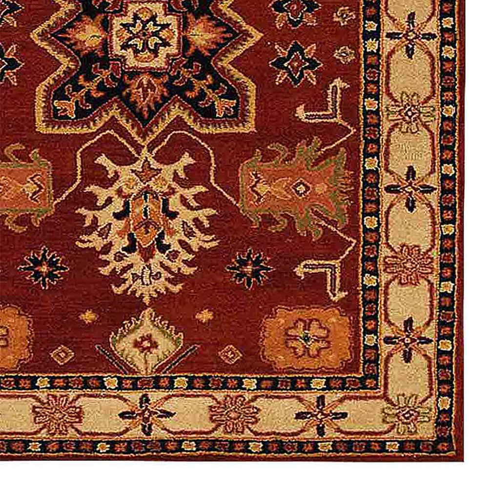 Hand Tufted Wool Area Rug Oriental Red Beige K00535