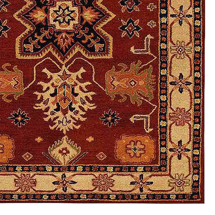 Hand Tufted Wool Area Rug Oriental Red Beige K00535