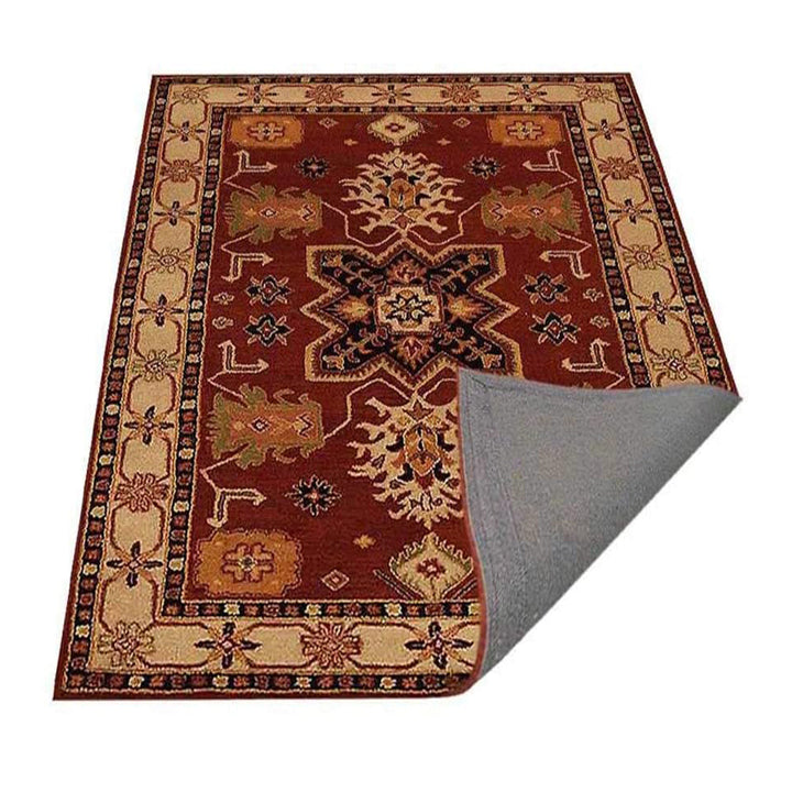 Hand Tufted Wool Area Rug Oriental Red Beige K00535