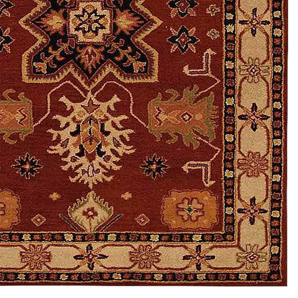 Hand Tufted Wool Area Rug Oriental Red Beige K00535