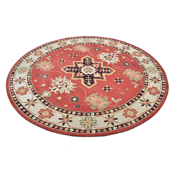 Hand Tufted Wool Area Rug Oriental Red Beige K00535