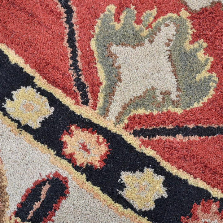Hand Tufted Wool Area Rug Oriental Red Beige K00535