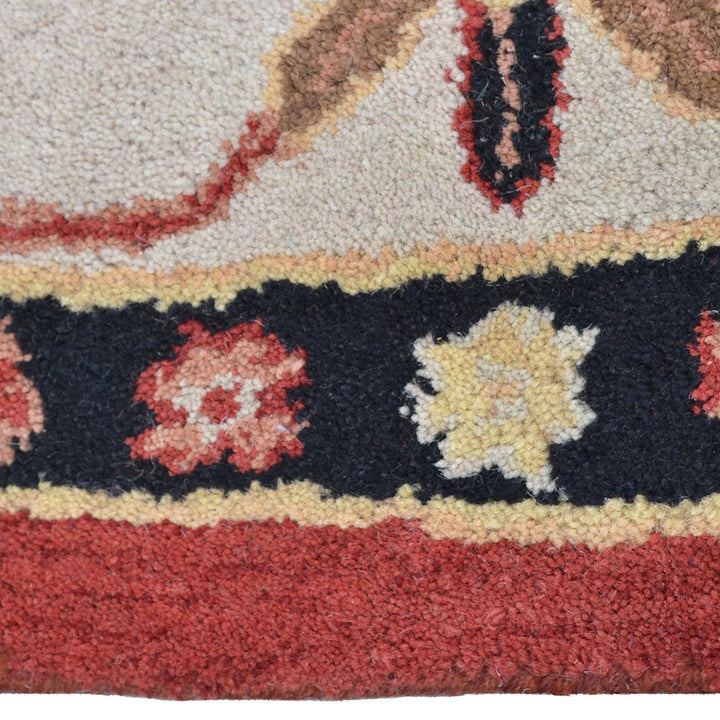 Hand Tufted Wool Area Rug Oriental Red Beige K00535