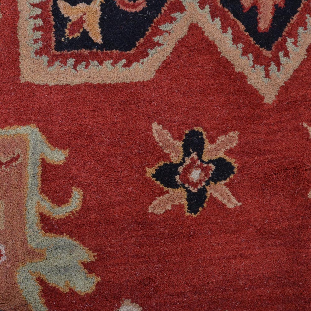 Hand Tufted Wool Area Rug Oriental Red Beige K00535