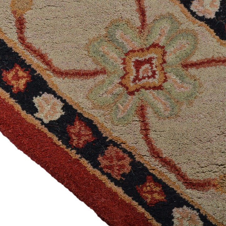 Hand Tufted Wool Area Rug Oriental Red Beige K00535