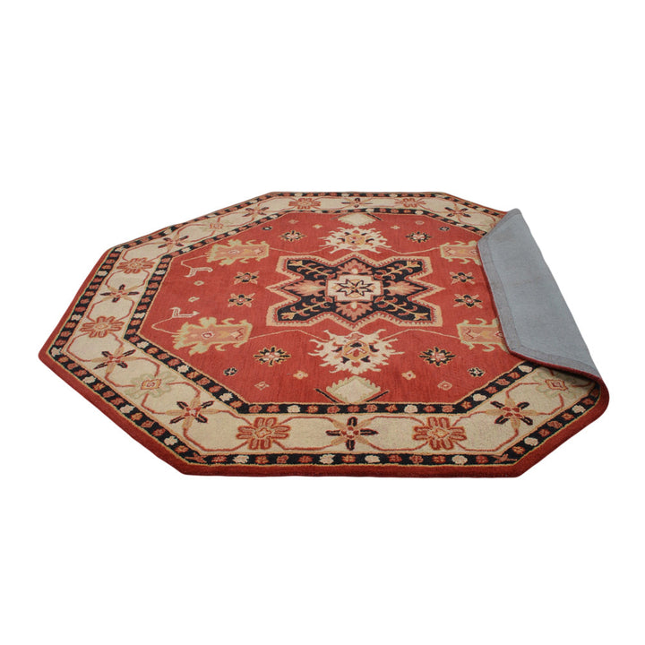 Hand Tufted Wool Area Rug Oriental Red Beige K00535