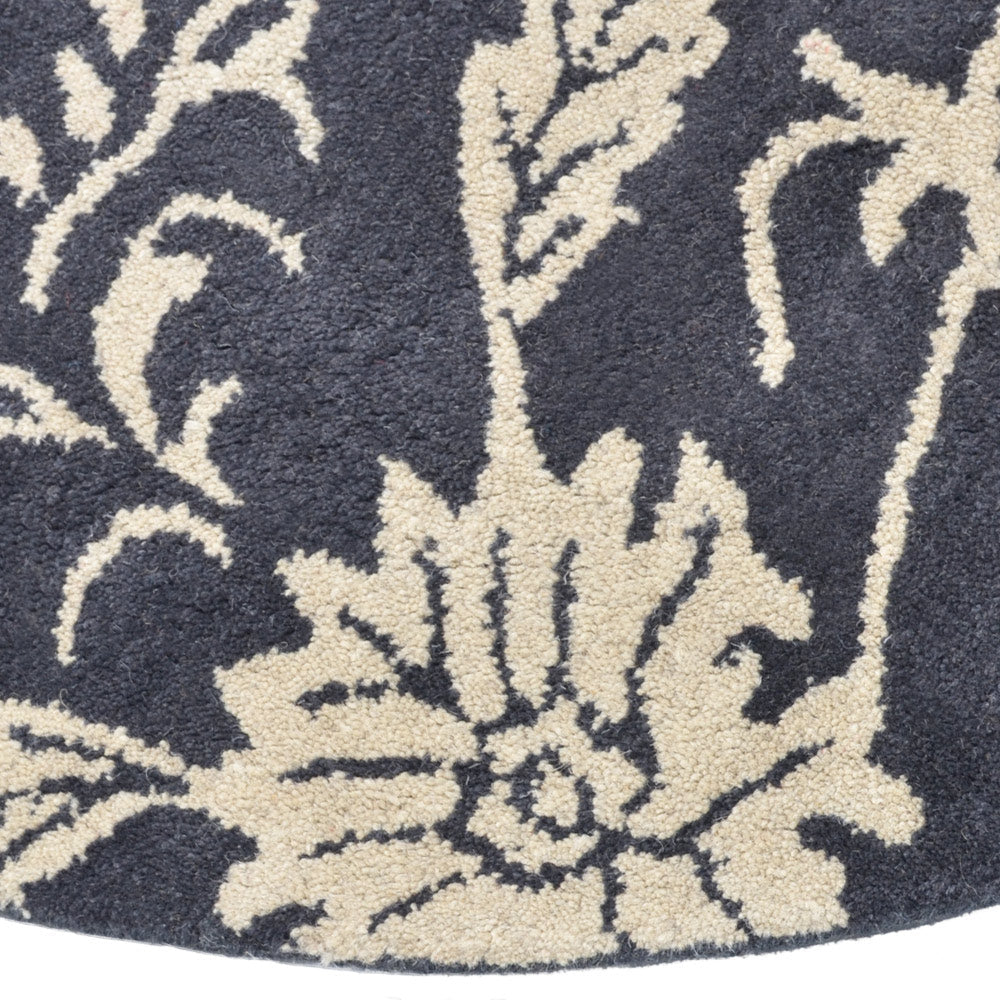 Hand Tufted Wool  Area Rug Floral Charcoal Beige K00542