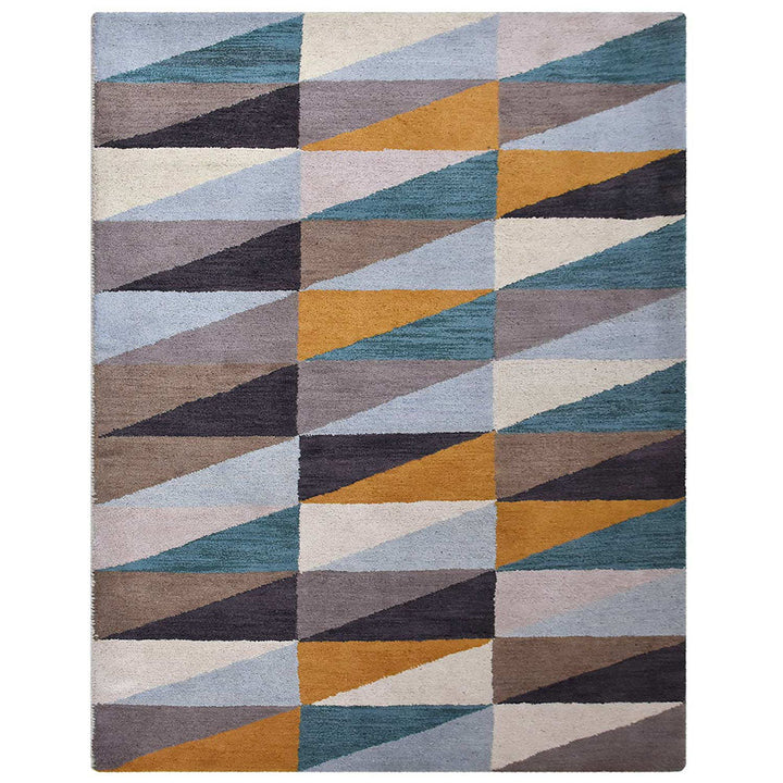 Hand Tufted Multicolor Wool Geometric Rug