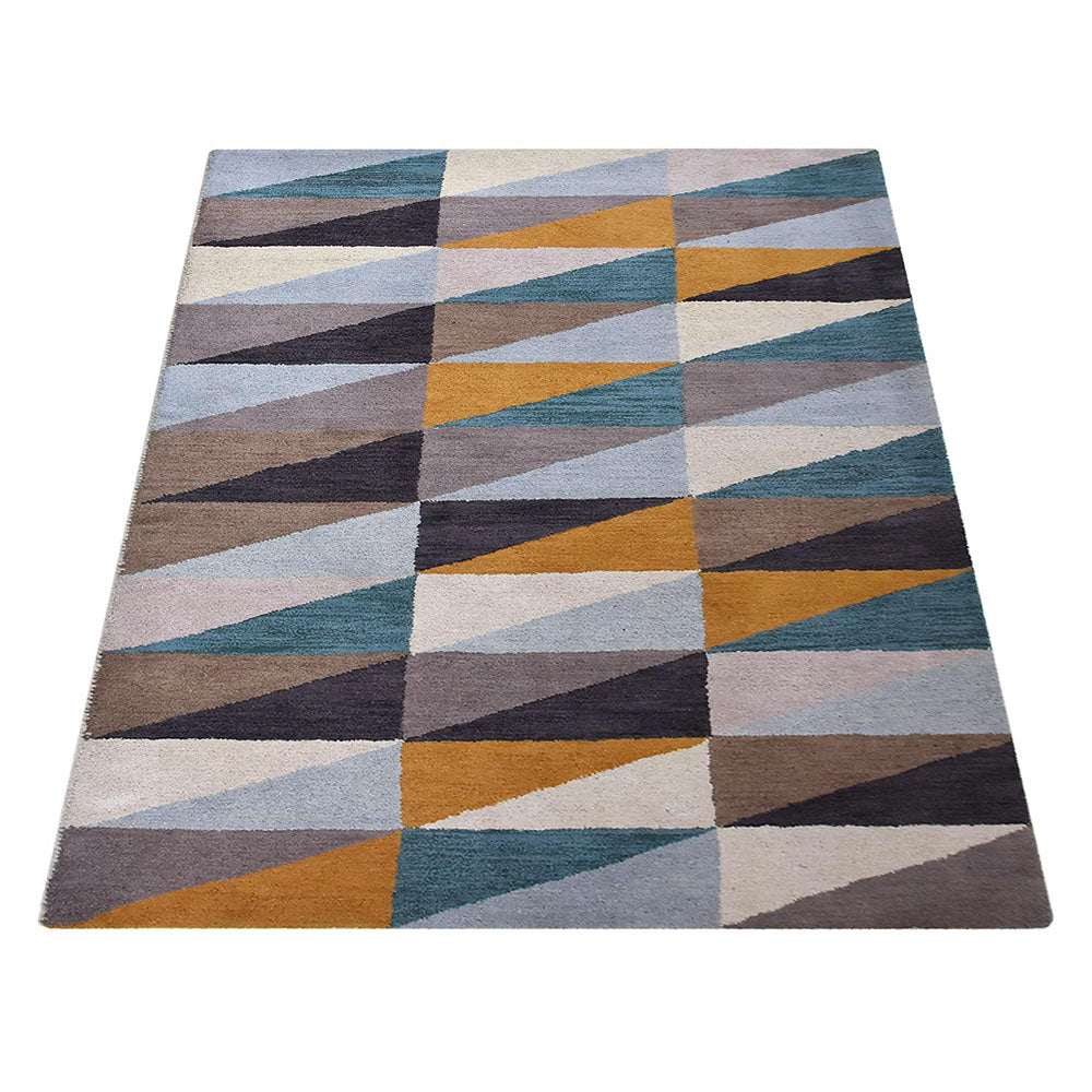 Hand Tufted Multicolor Wool Geometric Rug