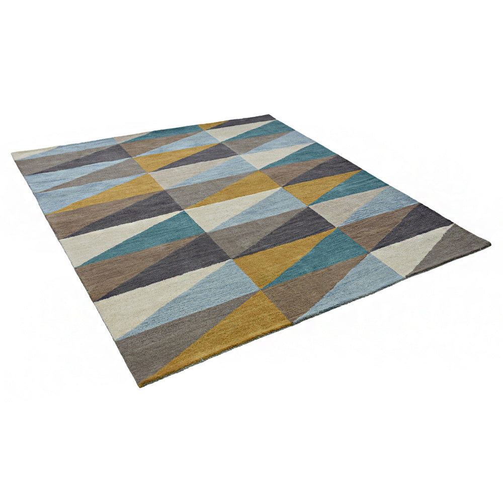 Hand Tufted Multicolor Wool Geometric Rug