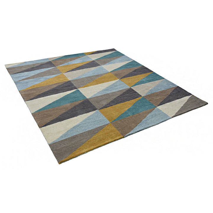 Hand Tufted Multicolor Wool Geometric Rug