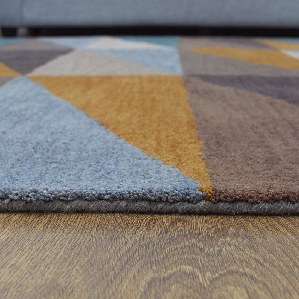 Hand Tufted Multicolor Wool Geometric Rug