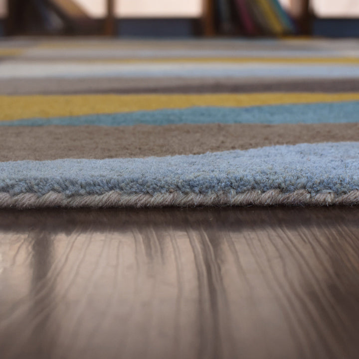 Hand Tufted Multicolor Wool Geometric Rug