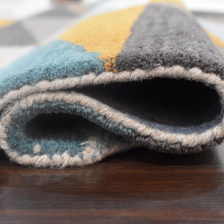 Hand Tufted Multicolor Wool Geometric Rug