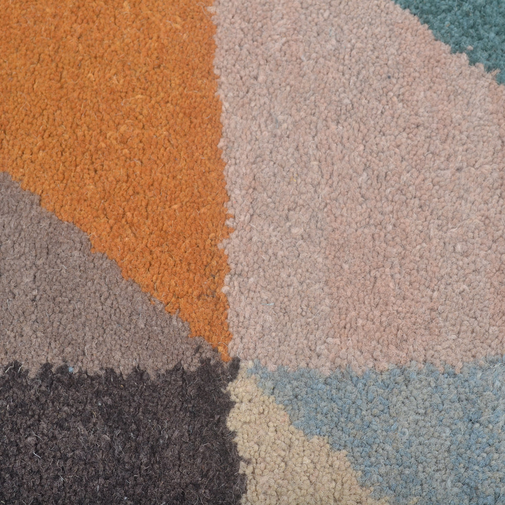 Hand Tufted Multicolor Wool Geometric Rug