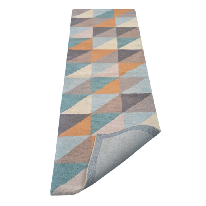 Hand Tufted Multicolor Wool Geometric Rug