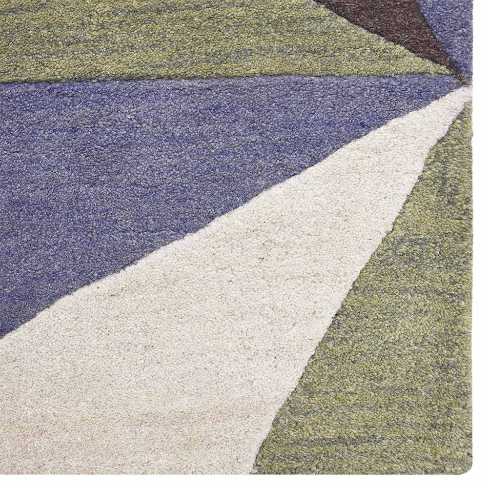 Hand Tufted Wool Area Rug Geometric Multicolor K00548