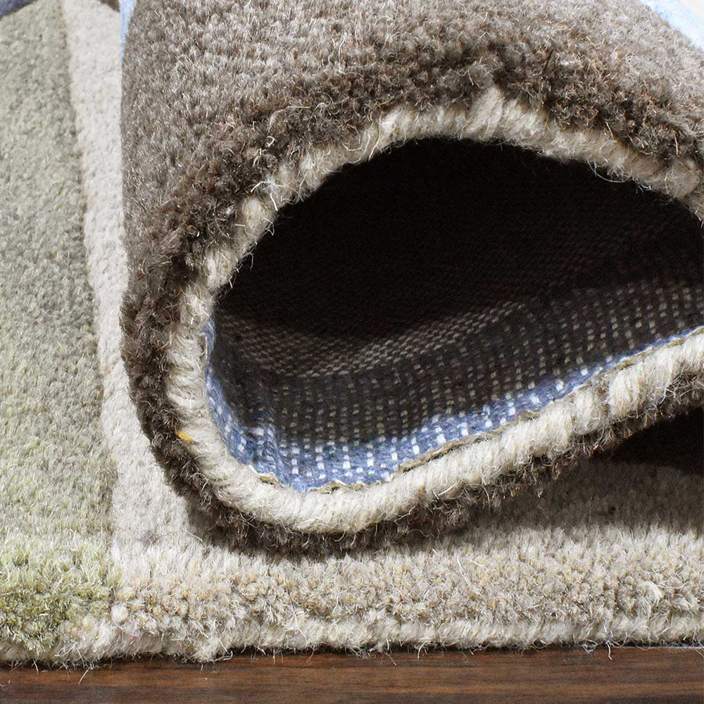 Hand Tufted Wool Area Rug Geometric Multicolor K00548