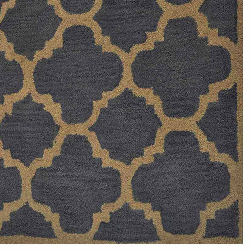 Hand Tufted Wool Area Rug Contemporary Blue Beige K00602