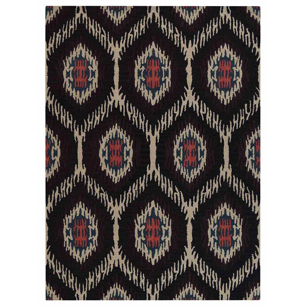Hand Tufted Wool Area Rug Geometric Brown Beige K00650