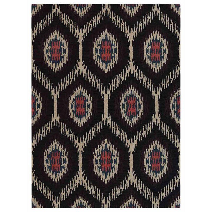 Hand Tufted Wool Area Rug Geometric Brown Beige K00650