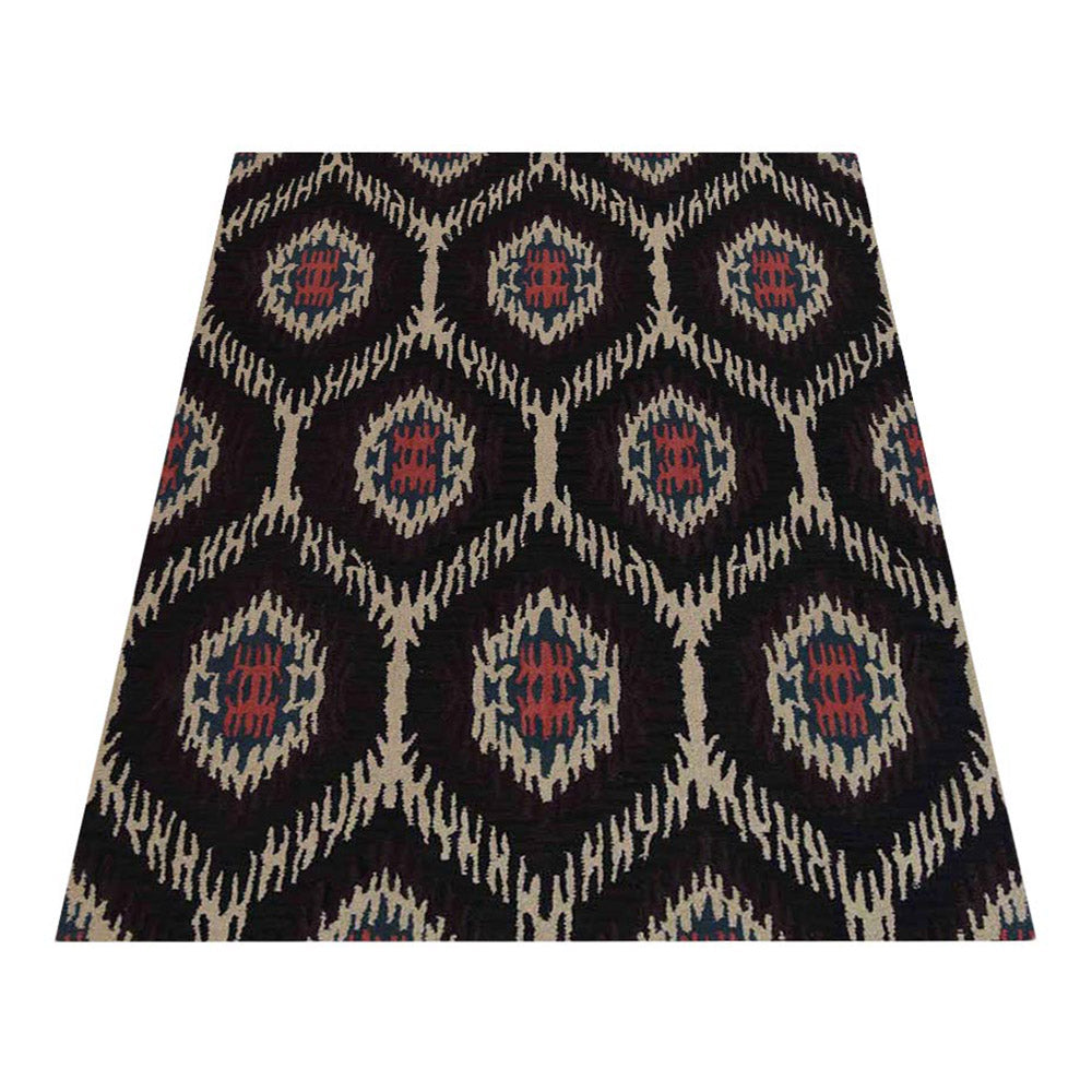 Hand Tufted Wool Area Rug Geometric Brown Beige K00650