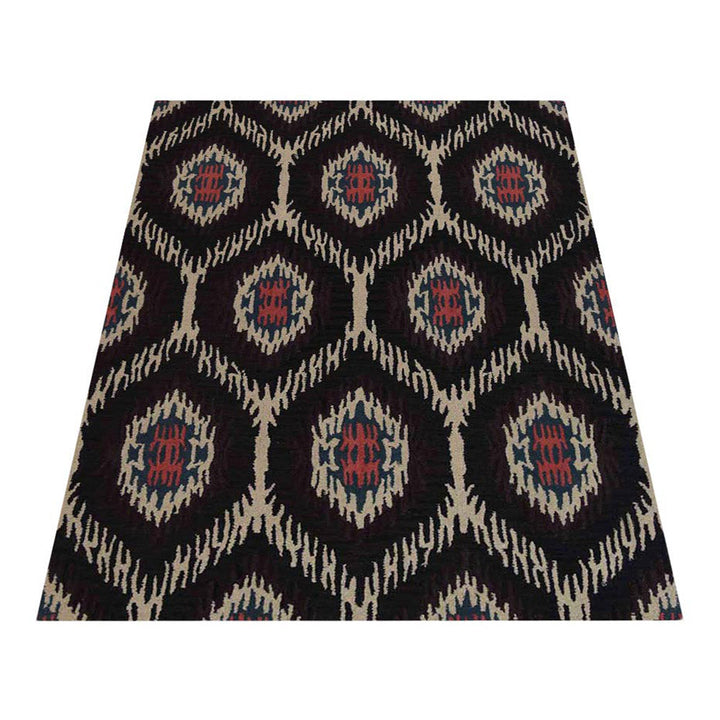 Hand Tufted Wool Area Rug Geometric Brown Beige K00650