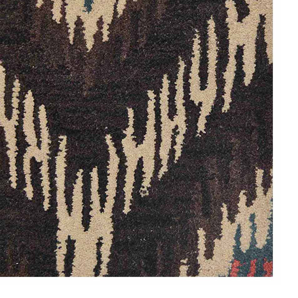 Hand Tufted Wool Area Rug Geometric Brown Beige K00650