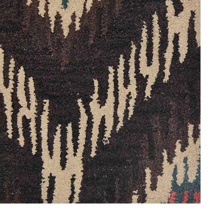 Hand Tufted Wool Area Rug Geometric Brown Beige K00650