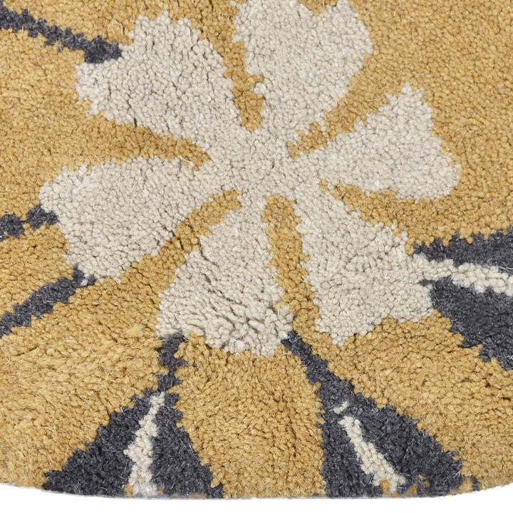 Hand Tufted Wool Area Rug Floral Gold K00651